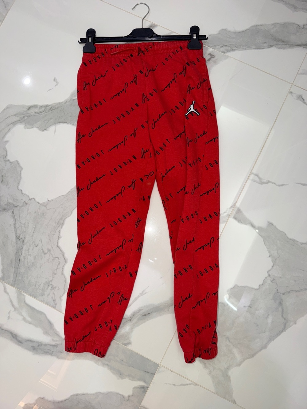 Jordan Red Script-Print Sweatpants with Black Logo (includes tee)